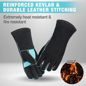 Gants de soudage en cuir de vachette pleine fleur pour la sécurité industrielle, résistants à la chaleur, doux et confortables, pour la lutte contre les incendies et le barbecue - Product Image 6