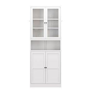 Armadio Dispensa da Cucina Bianco con Telaio in Acciaio Inossidabile Resistente, Alto 183 cm, con Ripiani Regolabili, Autoportante - Product Image 4