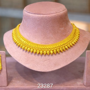 Conjunto de Joyería Étnica Nupcial Tradicional Chapado en Oro Modelo 23287 con Motivo Redondo, Collar Colgante y Gargantillas de Moda - Product Image 1