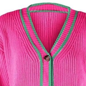 2026 Pink Custom Colours Embroidered Wool/Acrylic <b>Thick</b> V-neck Casual Sorority Fraternity College Varsity <b>Cardigan</b> Sweater - Product Image 3