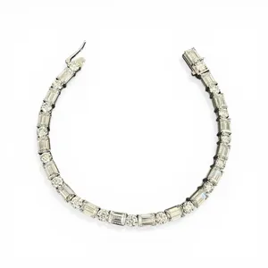 Womens 14k White Gold Emerald Cut E F VVS Lab Grown 11.5 Carat Bracelet Diamond - Product Image 1