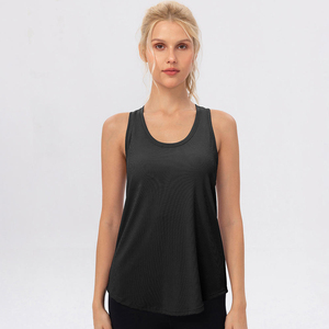 Women Ribbed Tank <b>Top</b> Sleeveless Crew Neck Solid Color Breathable Loose Fit All Seasons Orange Polyester <b>Top</b> - Product Image 3