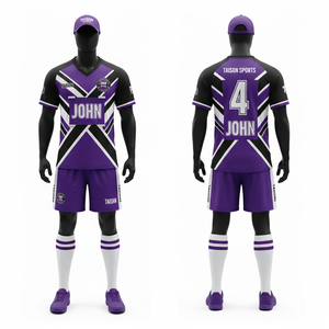 Uniforme de Netball para Hombre Más Vendido, 180 GSM, Poliéster Premium Interlock, Paneles Cruzados en Morado, Negro y Blanco, Sublimación, Logotipo Personalizado - Product Image 1