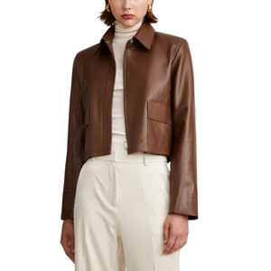 Vestes en cuir courtes pour femmes, style streetwear tendance, vêtements d'extérieur, nouvelle collection automne - Product Image 5