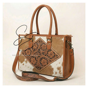 Sac fourre-tout en cuir véritable à poils, fait main, avec sangle bandoulière, sacoche de bureau pour femme, OEM - Product Image 1