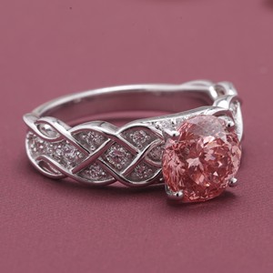 IGI Certified Round Cut Pink Lab Grown Diamond Vintage Infinity Luxury Engagement-Wedding Anniversary <b>Ring</b> in 18K Gold - Product Image 5