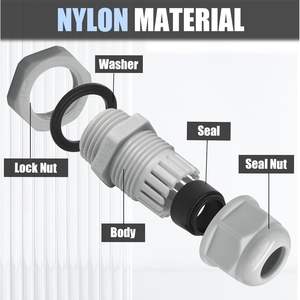 Prensaestopas de nailon resistente al agua IP68 Conector de plástico Gris PPGG19 con contratuerca Uso en exteriores y bajo el agua - Product Image 4