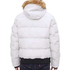 Veste matelassée jaune à capuche pour homme avec garniture en fourrure, coupe-vent, rembourrée de duvet, manteau d'hiver, style décontracté, coupe régulière - Product Image 4