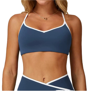 Soutien-gorge de sport rose pour femme à bretelles croisées, maintien élevé, extensible, respirant, sans coutures, logo frontal, coussinets amovibles, imprimé - Product Image 3