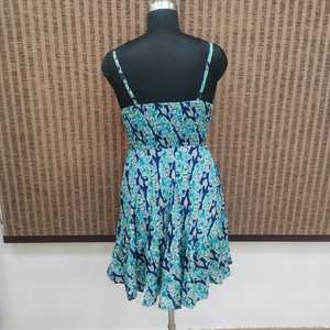 Women's Summer Boho Simple Floral Printed Silk Viscose Polyester Woven Loose Silhouette Floor-Length Ruffle Hem <b>Elastic</b> Waist - Product Image 2