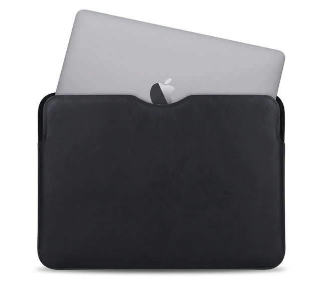 New Arrival Black Leather Laptop Sleeve for Air Protective Case Simple Minimalist Design From Indian Suppler In Bulk