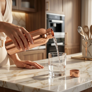 Bouteille d'eau en cuivre moderne, luxueuse et écologique, anti-fuite, pour usage ayurvédique, cuisine, intérieur et extérieur, fabriquée en Inde - Product Image 5