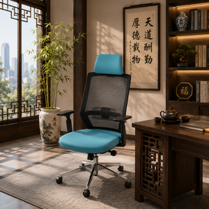 White Luxury Modern Executive Fabric Office <b>Chair</b> with Ergonomic Electric Adjustable Seat Swivel Metal Base Compact Design - Product Image 1