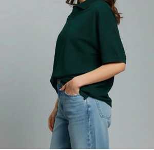 T-shirt à manches courtes vert foncé pour femme STELLAR, couleur unie, coupe classique, décontracté, respirant, écologique, anti-plis - Product Image 1