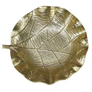Luxury Gold Silver Metal Oak Leaf Platter <b>Set</b> Textured Leaf <b>Serving</b> Bowl Creative Fruits Snacks Tray Tabletop Centerpiece - Product Image 4