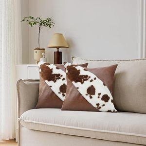 Housse de coussin rectangulaire en fausse fourrure réversible à motif vache, style nordique, décoration d'intérieur - Product Image 1