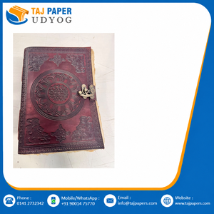 Carnet en cuir véritable gaufré de qualité supérieure, 240 pages, 120 feuilles, carnet vintage avec papier à bords festonnés faits à la main, cuir classique - Product Image 6