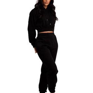 ชุดครอป2ชิ้นสำหรับผู้หญิงมาใหม่เซ็ตชุดวอร์มเนื้อผ้าคอตตอนชุดวอร์ม100% สำหรับใส่วิ่งชุดวอร์ม2026 - Product Image 4