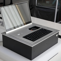 Système de conférence sans papier intelligent avec écran LCD relevable motorisé, bureau escamotable avec clavier et souris