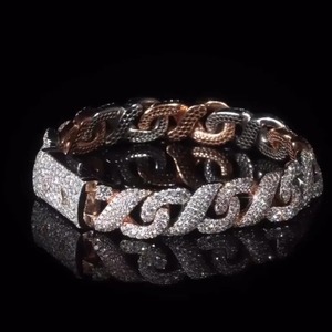Bracelet cubain en moissanite style hip-hop glacé, bicolore, bijou de luxe pour homme - Product Image 5