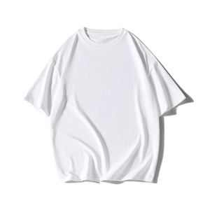 T-shirts pour hommes surdimensionnés, dernière conception OEM ODM, tissu 100% coton de haute qualité, couleur bleu uni, col rond, pour hommes - Product Image 4