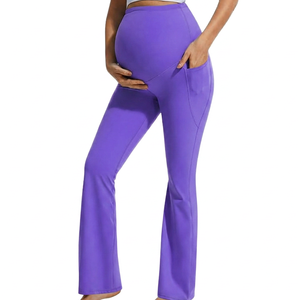 Pantalon de yoga évasé taille haute pour femme enceinte, avec soutien abdominal, respirant, pour la grossesse - Product Image 6