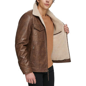 2026 New style High Street Faux Fur Fashionable <b>Leather</b> <b>Jackets</b> Zipper Closure Style <b>Winter</b> Warm Coat Regular Fit Men's <b>Jackets</b> - Product Image 6