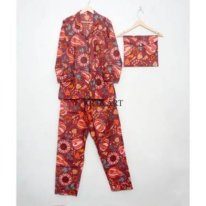 Conjunto de Pijama de Algodón Transpirable, Camisa de Pijama Larga, Ropa para Fiesta Nupcial, Conjunto de Pijama Cómodo, Pijama Floral, Corte Ajustado, Verano - Product Image 5