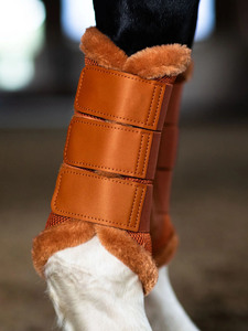 Protège-tendons de cheval en caoutchouc éponge Tan respirants pour l'extérieur SP-70849 – Protection et soutien des jambes - Product Image 3