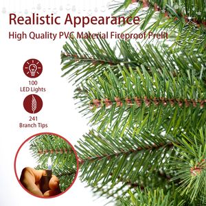 Albero di Natale Artificiale Realistico in Abete di Norwood da 120 cm con 100 Luci LED Bianco Caldo, 241 Punte di Rami, Pre-Illuminato, con Supporto, in PVC Verde - Product Image 5