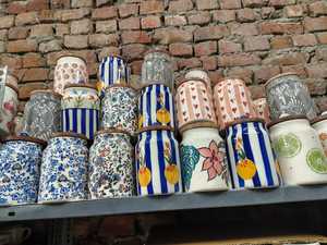 <b>Ceramic</b> Jar With <b>Lid</b> Cherry Pattern Vintage Style Durable Storage Container - Product Image 3