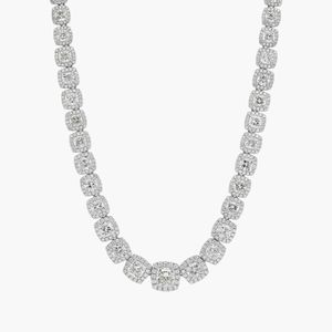Diamond <b>Necklace</b> with 22 CTW Cushion And Round Cut Diamonds in Platinum - Product Image 1