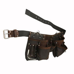 Ceinture à outils de charpentier en cuir artisanal de qualité supérieure avec poches spacieuses, boucle pour marteau, coutures renforcées, design ajustable, en vente - Product Image 6