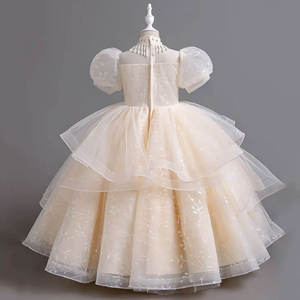 Vestido de Princesa con Falda de Tul en Capas y Lentejuelas Brillantes, con Apliques Bordados de Flores, para Niñas de 1 a 12 Años - Product Image 4