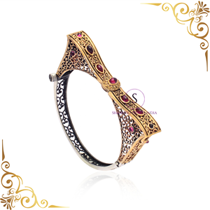 Antique Rajwadi Bangles Laiton Kundan Ouvrable Kada Bijoux Plaqué Or Bracelets de Travail pour Mariage, Sangeet, Mehndi, Haldi, Wear - Product Image 3