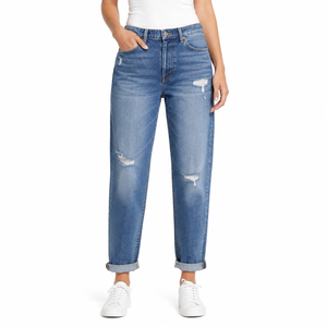 Pantalones Vaqueros de Pierna Recta y Cintura Alta para Mujer, Ajustados, Transpirables para la Temporada de Invierno, Servicio OEM Personalizado - Product Image 1