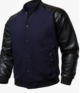 Hardihood International Blouson Varsity d'hiver pour homme, style urbain, bleu marine, en tissu polyester/coton respirant, col montant - Product Image 3
