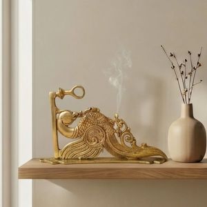 Porte-encens Dragon en Laiton Plaqué Or Fait Main de Qualité Supérieure, Sculpture Animale, Décoration d'Intérieur, Artisanat de Coulage - Product Image 2