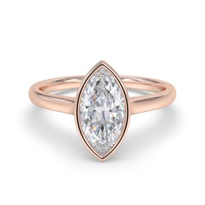 Marquise Bezel <b>Set</b> Solitaire <b>Ring</b> 0.30 Ct Lab Grown Diamond In 18K <b>Gold</b> And Platinum - Product Image 1