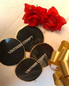 Posavasos de ágata verde azul blanco recortado en plata o oro, técnica de piedras preciosas talladas - Product Image 1