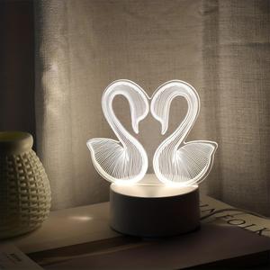 Lampe de nuit LED 3D Swan, à brancher, moderne, avec commande tactile, lampe de table colorée, lumière d'ambiance pour chambre à coucher, cadeau - Product Image 4