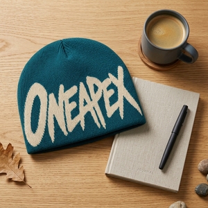 Custom Teal Knit Beanie Hat Cream Custom Logo Ribbed <b>Winter</b> <b>Cap</b> Unisex Streetwear Fashion Headwear Wholesale OEM Manufacturer - Product Image 6