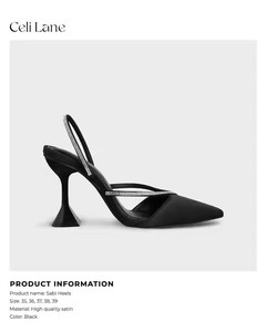 Vibram-Slingbacks acolchados | Zapatos de mujer de tacón acampanado de 9cm | Caja de punta de satén y correas de piedra - Product Image 5