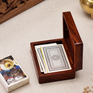 Handmade Indian Rosewood Playing <b>Card</b> Box | Brass Inlay Wooden Deck Holder Case | Luxury Poker <b>Card</b> Storage Organizer <b>Gift</b> - Product Image 3