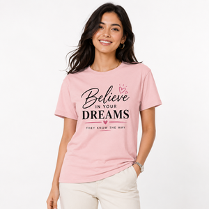 เสื้อยืดลำลองสีชมพูสำหรับผู้หญิง คอกลม แขนสั้น พิมพ์ลายตัวอักษร ผ้าฝ้าย 100% ระบายอากาศได้ดี ทรงเข้ารูป สำหรับฤดูใบไม้ผลิและฤดูร้อน - Product Image 2