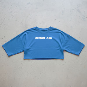 Custom OEM High Quality Women Vintage <b>Acid</b> Wash <b>Drop</b> Shoulder Boxy T-Shirts Appliques Bandage Custom Logo Printing 100% Cotton - Product Image 4