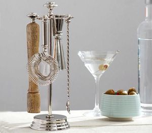 Ensemble d'outils de barman de luxe en métal : Shaker à cocktails, doseur, passoire, pilon, cuillère, ouvre-bouteille – Accessoires de bar pour la maison et les restaurants - Product Image 3