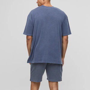 Nuevo artículo de moda: Conjunto de 2 piezas para hombre, 100% algodón, lavado ácido, con logo impreso DTG personalizado, hombros caídos, estilo oversize. - Product Image 3