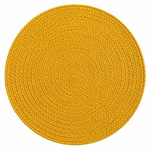 Mantel Individual Redondo de Algodón Trenzado, Color Amarillo Sólido, Lavable, para Uso Doméstico, Estilo Simple - Product Image 1