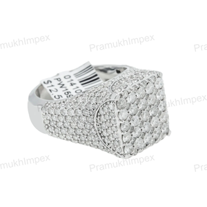 Anillo Cuadrado de Plata de Ley Unisex de Lujo, Estilo Hip Hop, Completamente Cubierto con Piedras de Moissanita, Joyería de Moda, Regalo para Él - Product Image 3